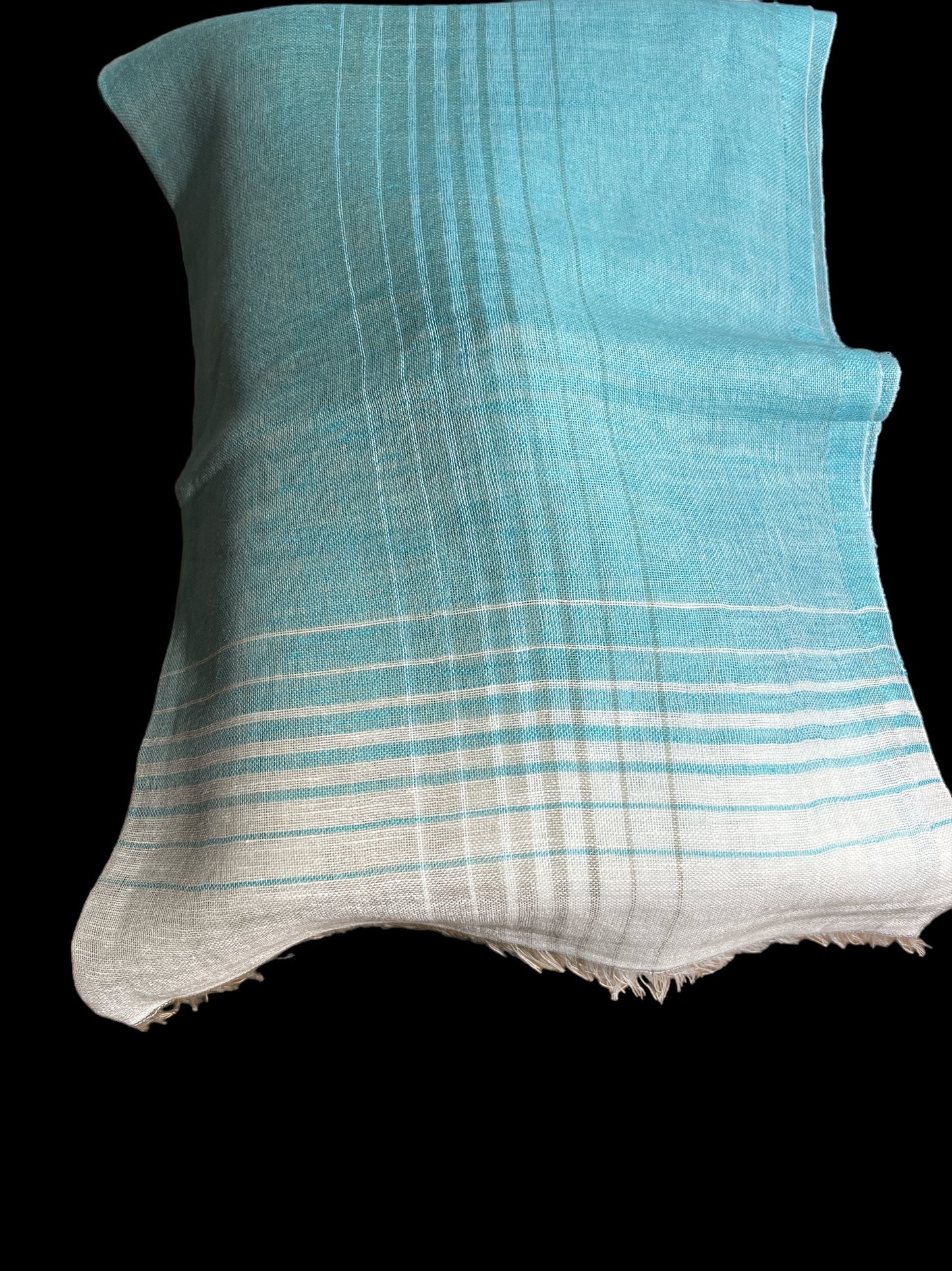 Blue & White Linen-Cotton - Scarf