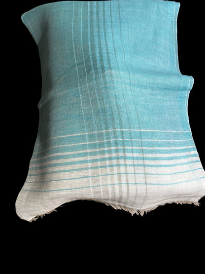 Blue & White Linen-Cotton - Scarf