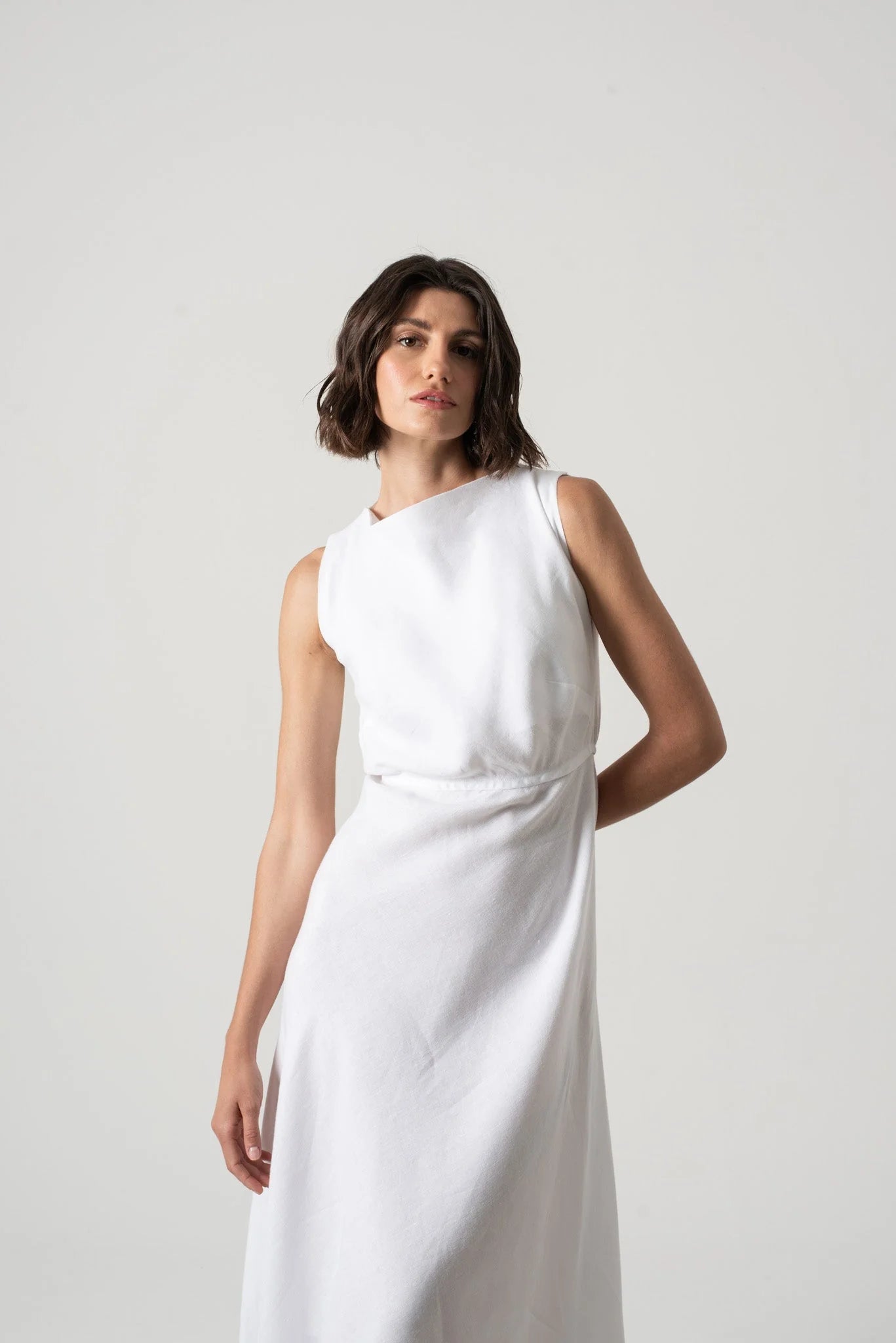 Hemming Midi Dress White