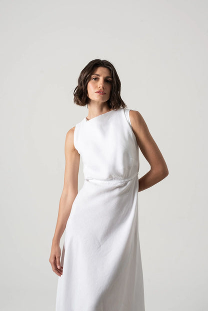 Hemming Midi Dress White
