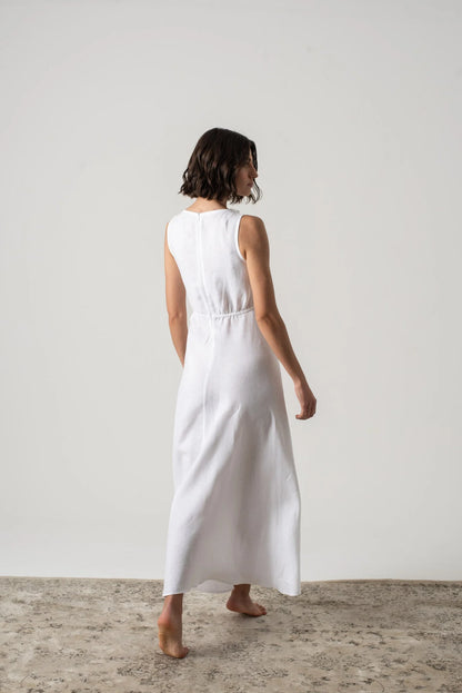 Hemming Midi Dress White