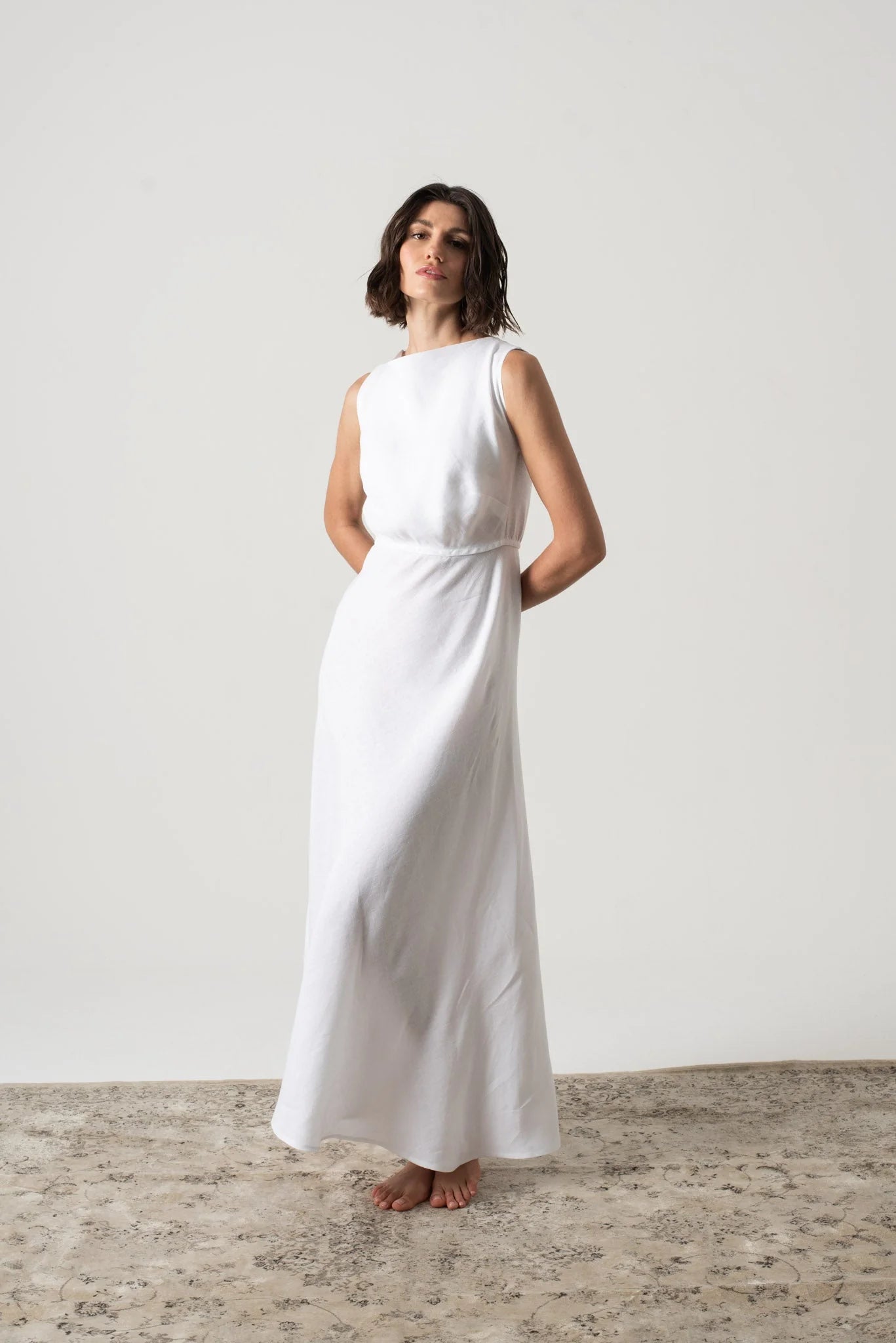 Hemming Midi Dress White