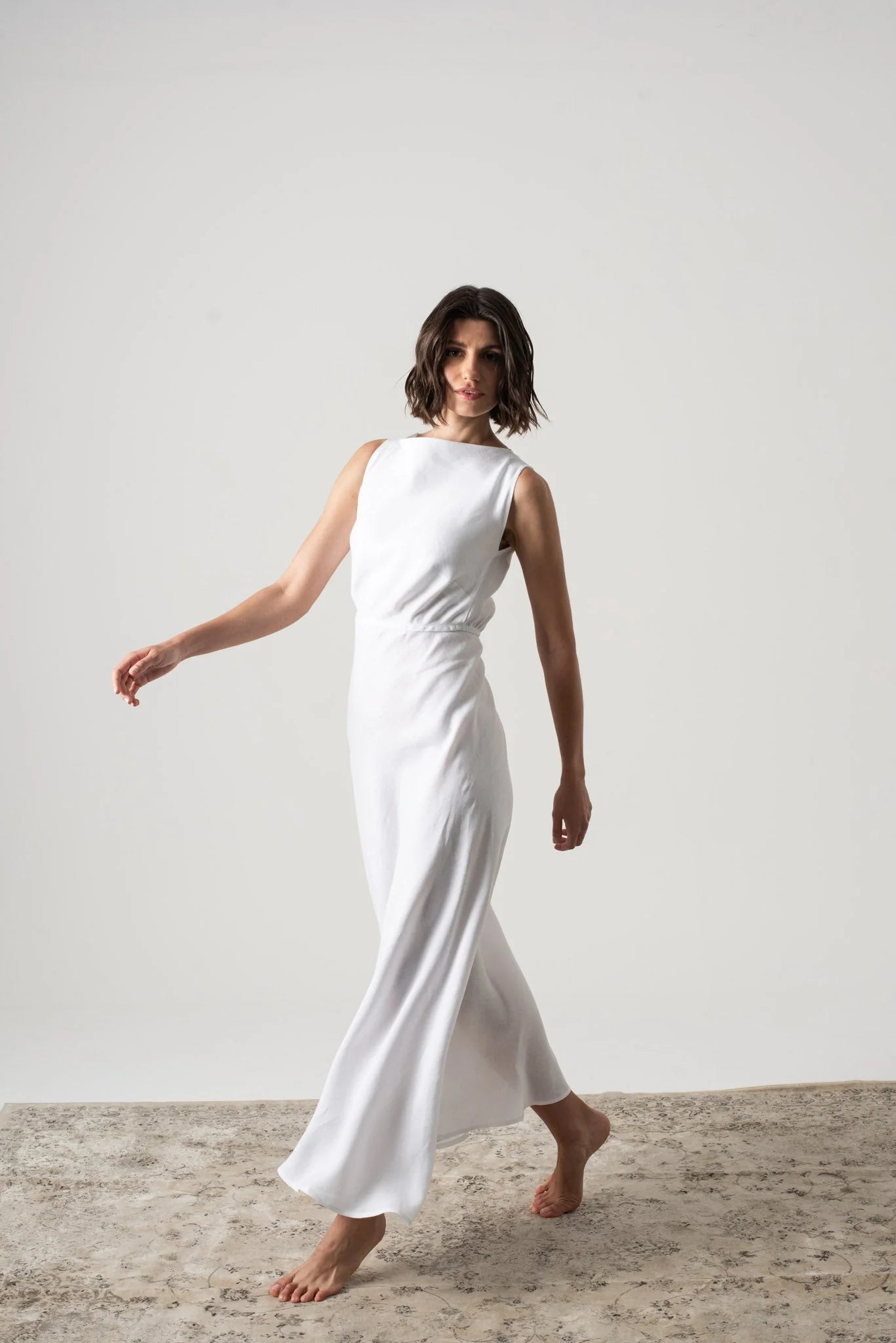 Hemming Midi Dress White