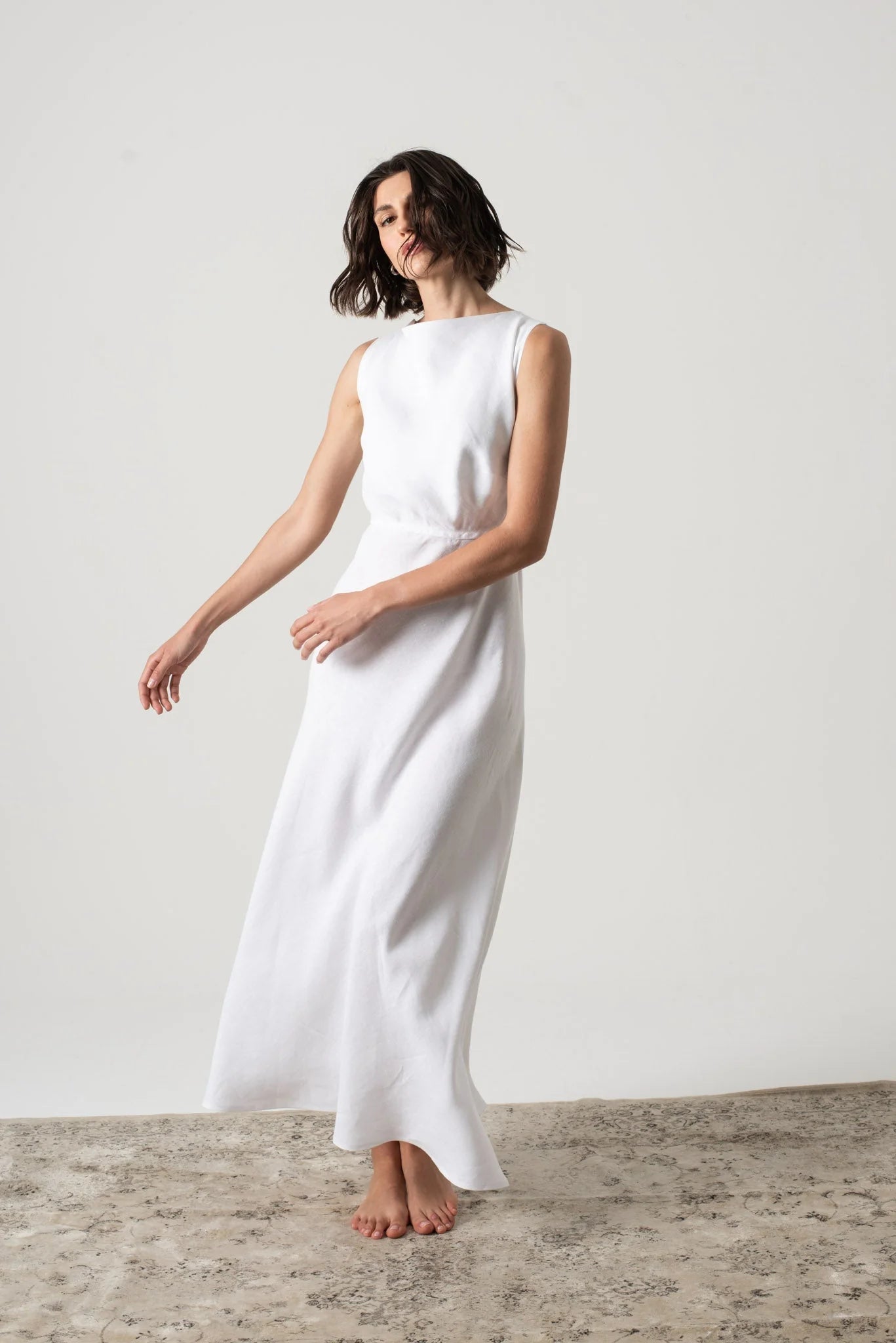 Hemming Midi Dress White