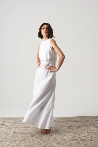 Hemming Midi Dress White